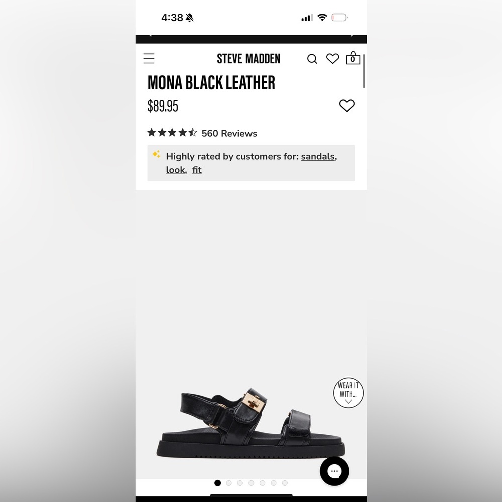 Steve Madden Mona Black Leather Sandals